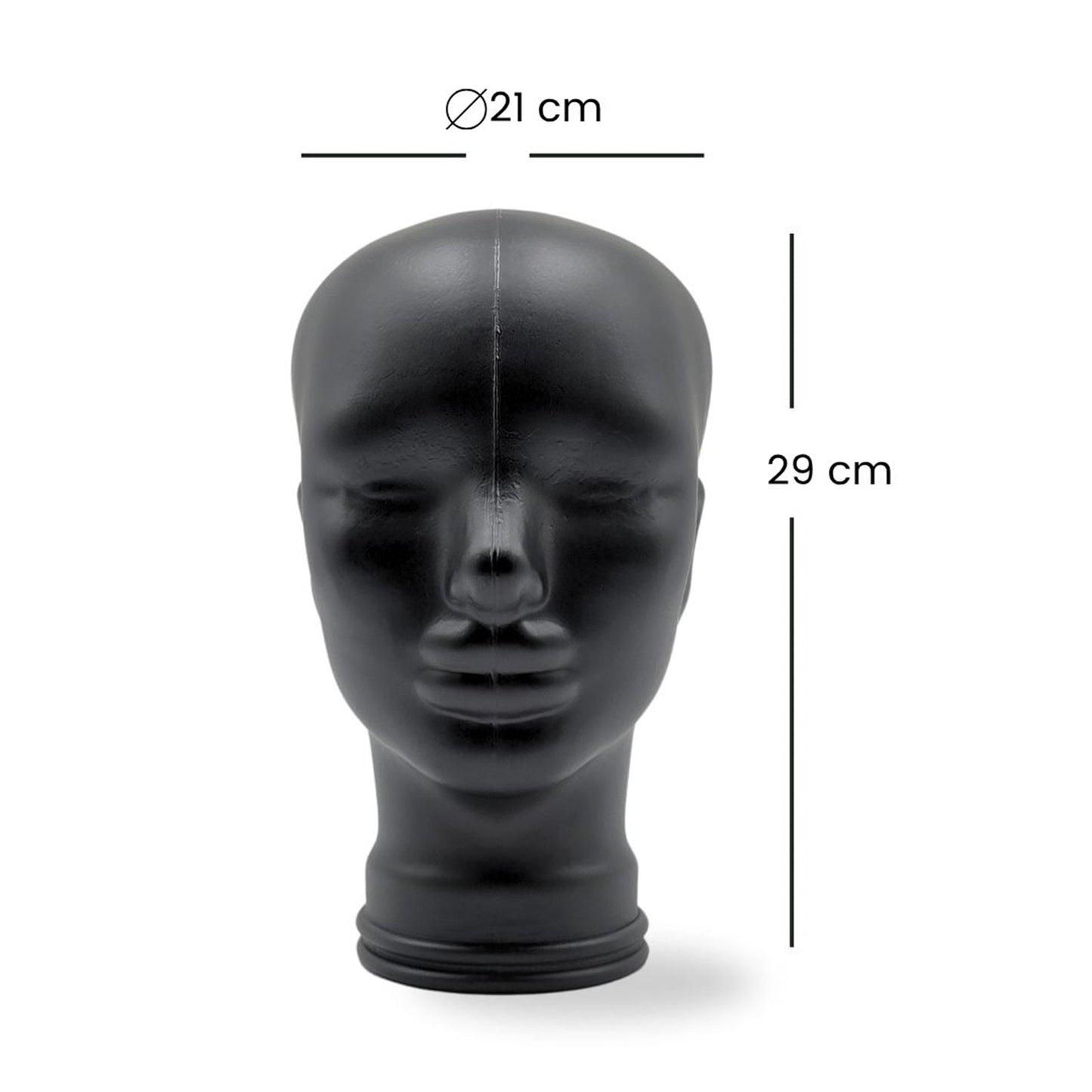 Glas KOPFHÖRERSTÄNDER voll Glanz + matt | 29cm Glaskopf Skulptur | Farbe: M01 schwarz