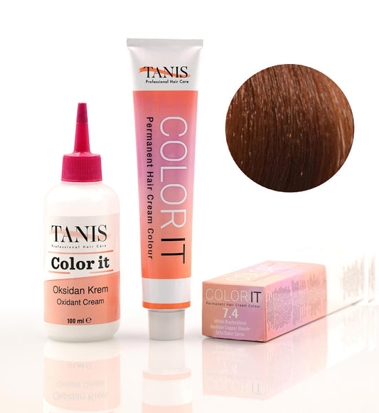 Permanente Haarfarbe COLOR-IT 7.4 Mittel Kupferblond
