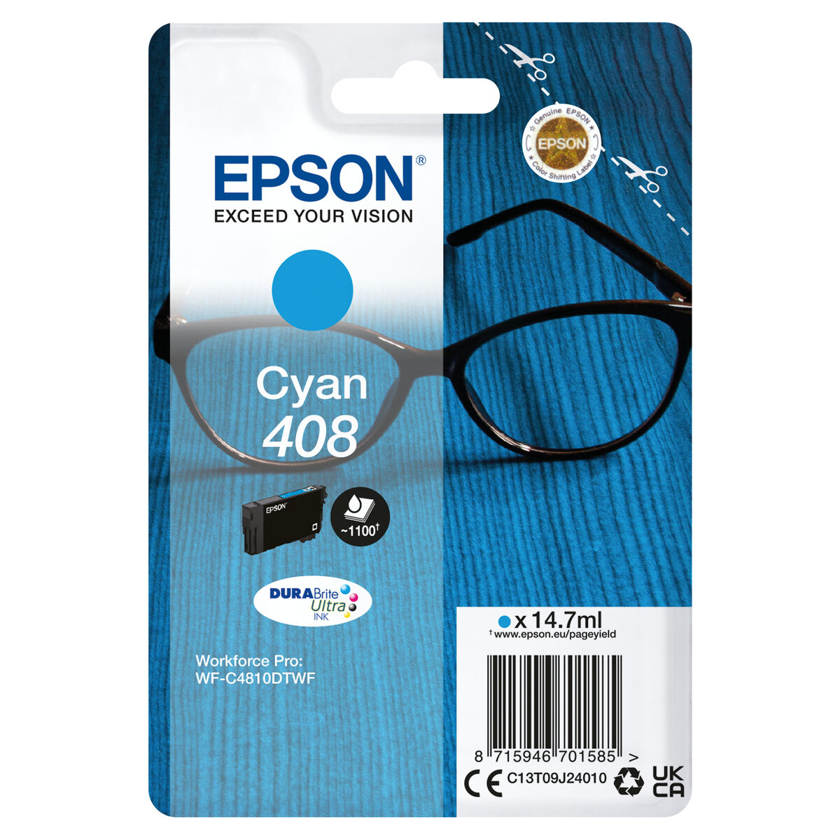 Original Tintenpatrone Epson 408 Schwarz Türkis